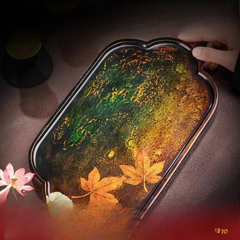 Handmade Begonia Maple Leaf, Large Lacquer Tea Tray, Tray