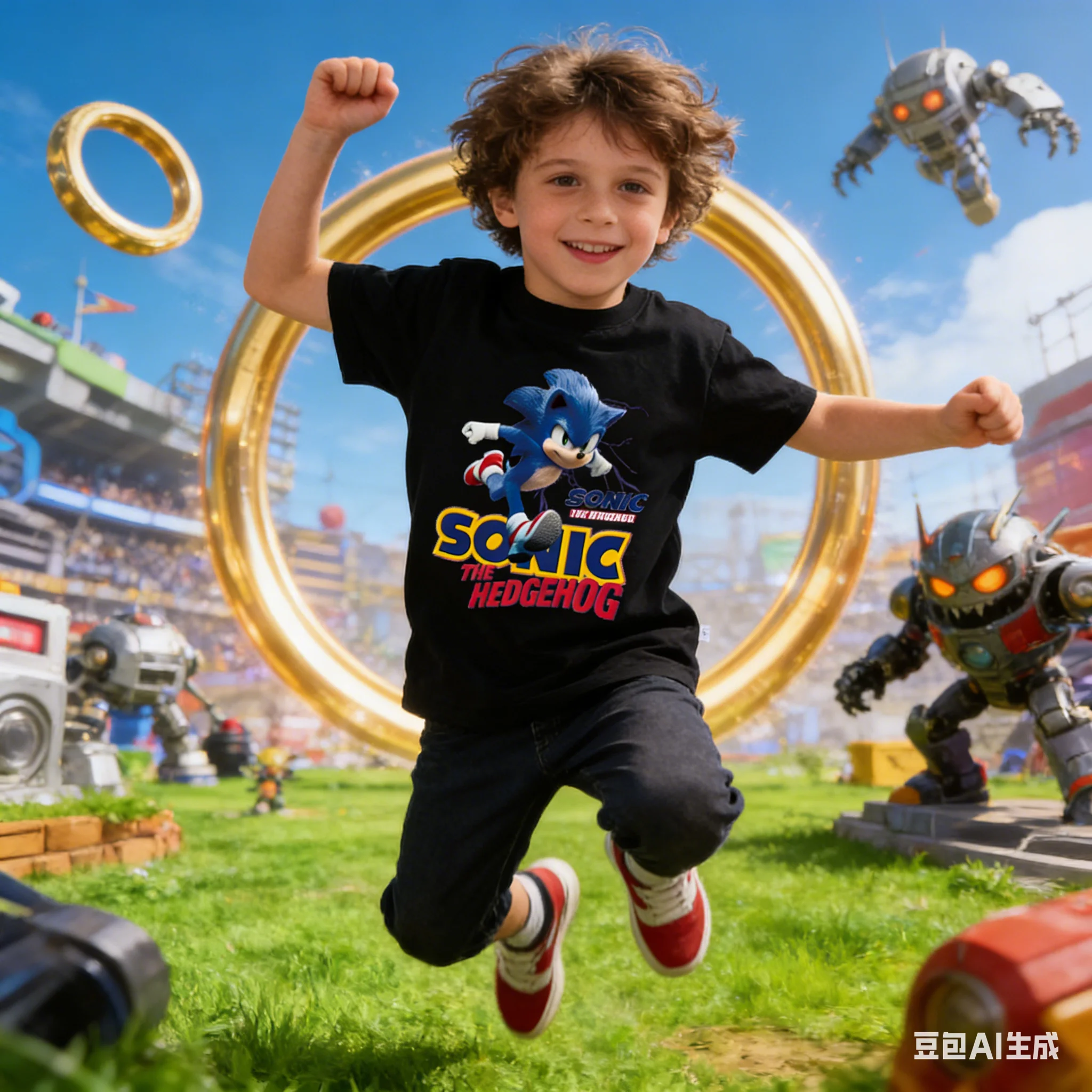 Sonic the Hedgehog Kids T-Shirt, Video Game Character Graphic Tee, Toddler Boys Short Sleeve Cotton Top,Gift, Gamer Party Outfit