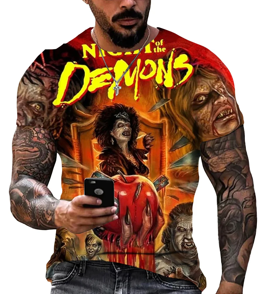 Halloween Devil\'s Night Hot Selling 3D Printed T-shirt Street Dress Horror Movie Men\'s Fashion Short Sleeve Children\'s T-shirt