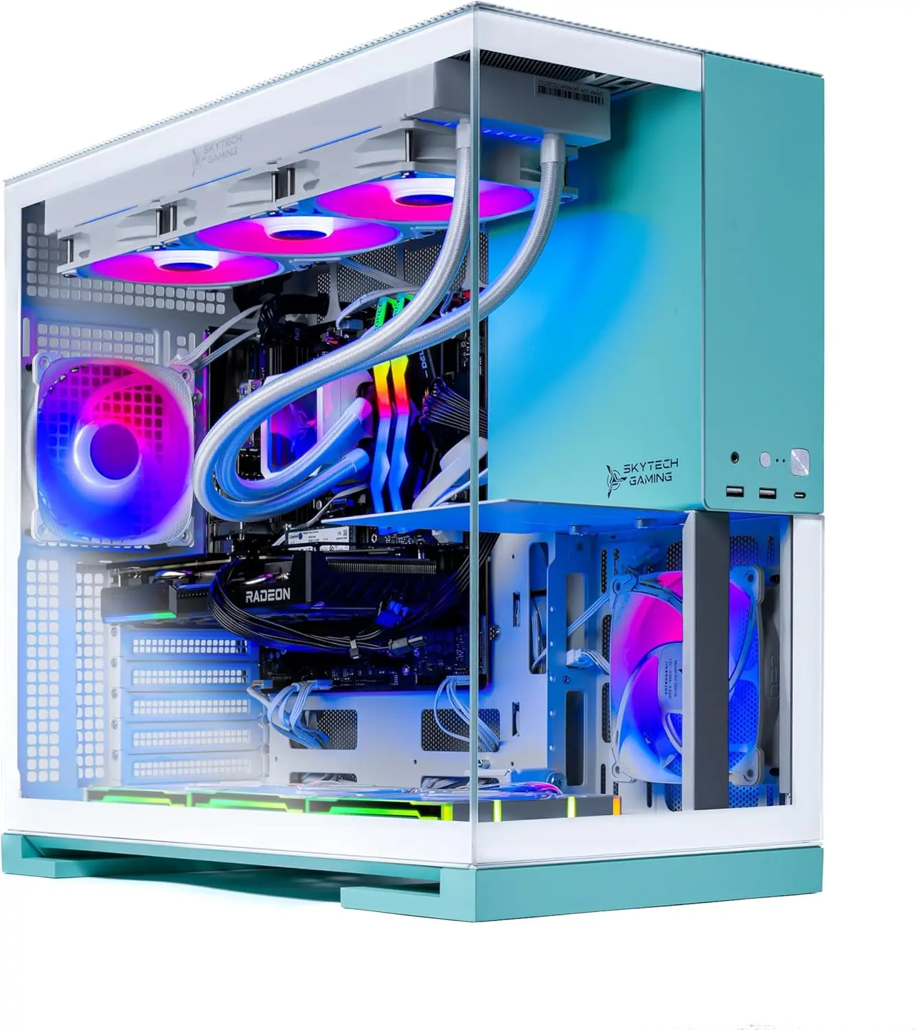 Skytech Gaming Aqua Gaming PC, AMD Ryzen 7 7700X 4.5GHz, NVIDIA RTX 5070 12GB, 1TB Gen4 NVMe SSD, 32GB DDR5 RAM 6000