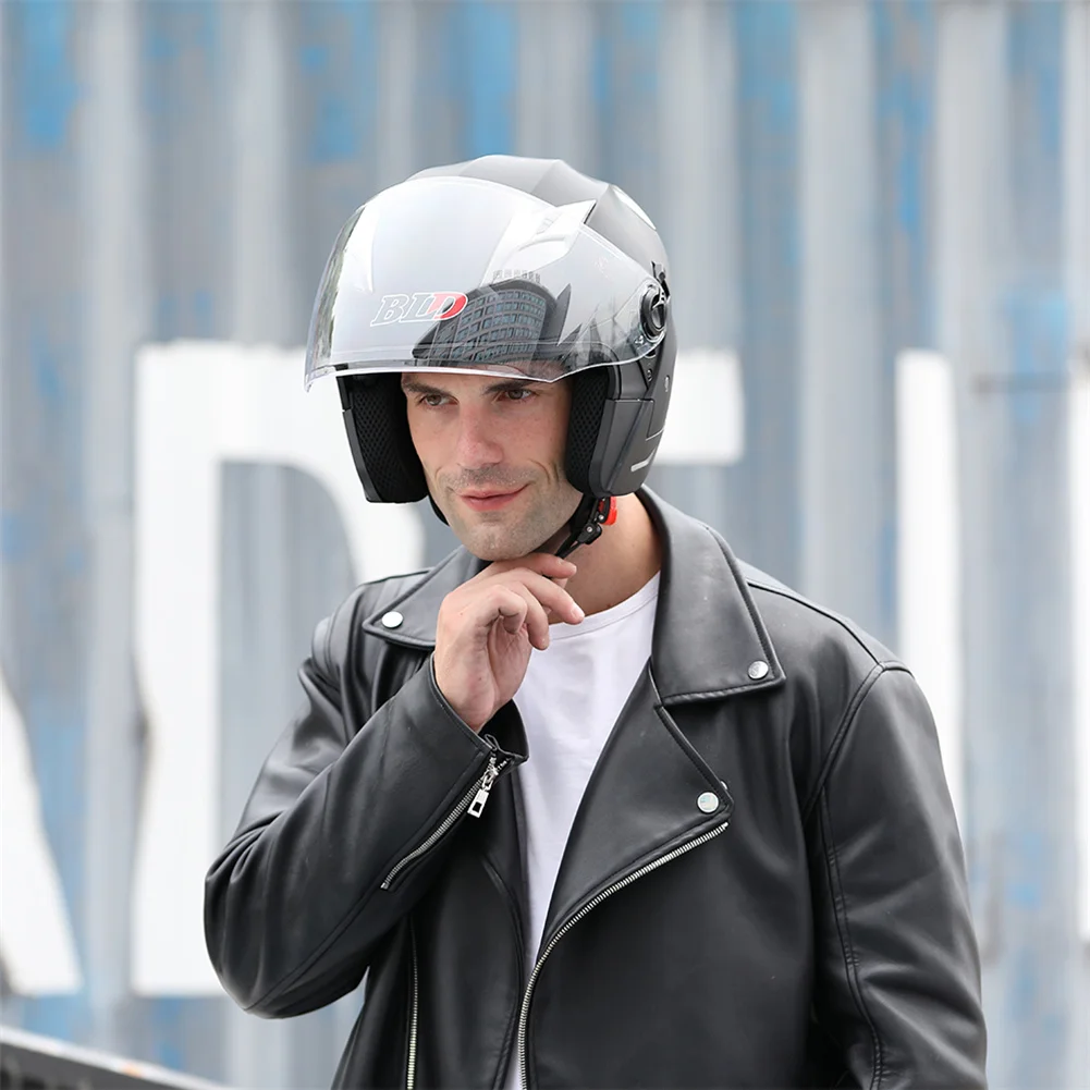 BLD Stylish 3/4 Half Face Helmet Moto Racing Street Bike Cruiser Electric Scooter Safety Standard Lightweight ABS Shell DOT ECE