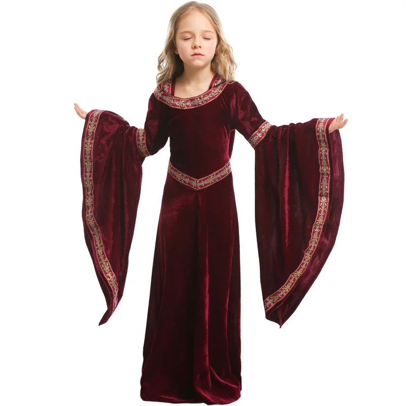 Robe de sorcière Vampire Cosplay medieval, Disfraces de Halloween para niños filles du moyen âge, espectáculo de fiesta de carnaval