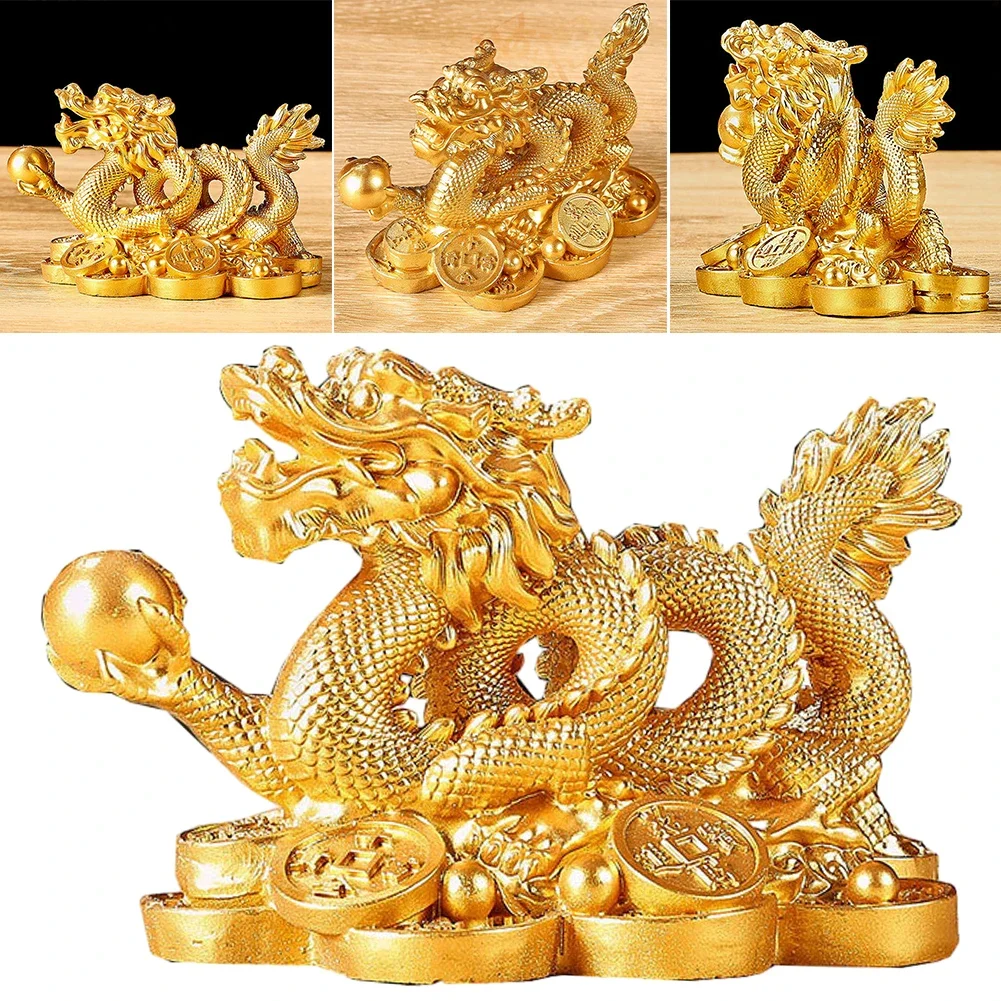 2024 Feng Shui Dragon Statue Attract Wealth Chinese Dragon Figurines Good Luck Auspicious Dragon Statuette Desktop Decoration