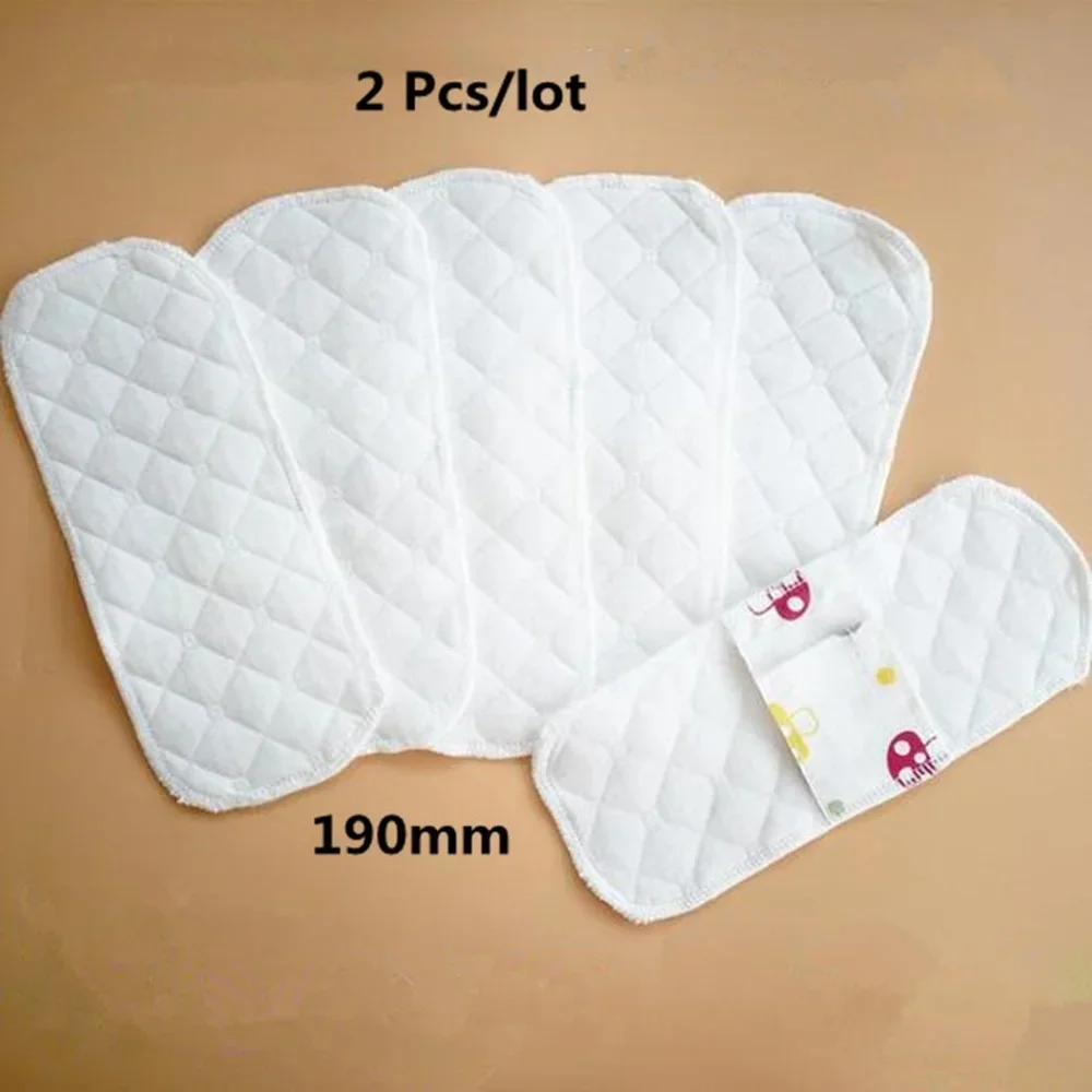 衛生用の再利用可能な綿パッド,防水,月経周期用,100%,19cm,2個