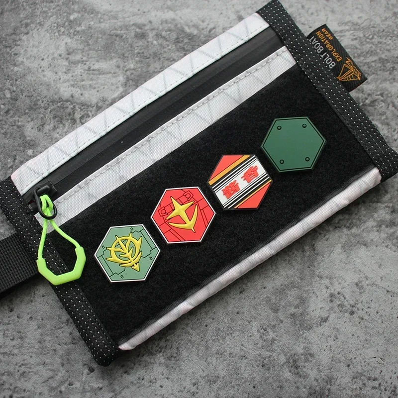 Hexagonal Mini Gundam PVC Morale Badge Personality Earth Federation Hook&Loop Patch For Backpack Tactical Morale Emblem Armband