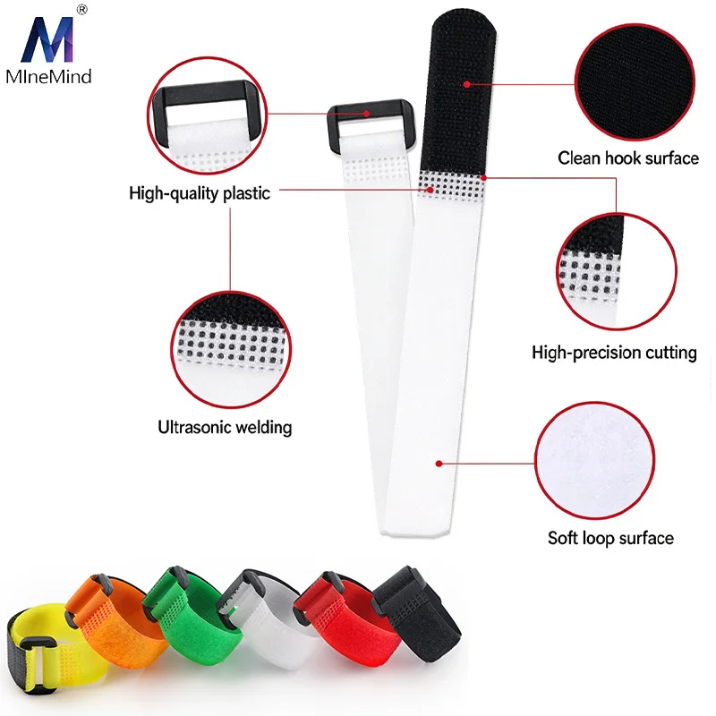 10~200pcs Reusable Hook Loop Nylon Cable Ties with Buckle Wire Organizer Self Adhesive Wrap Plastics Bundle Belt Fastener Straps