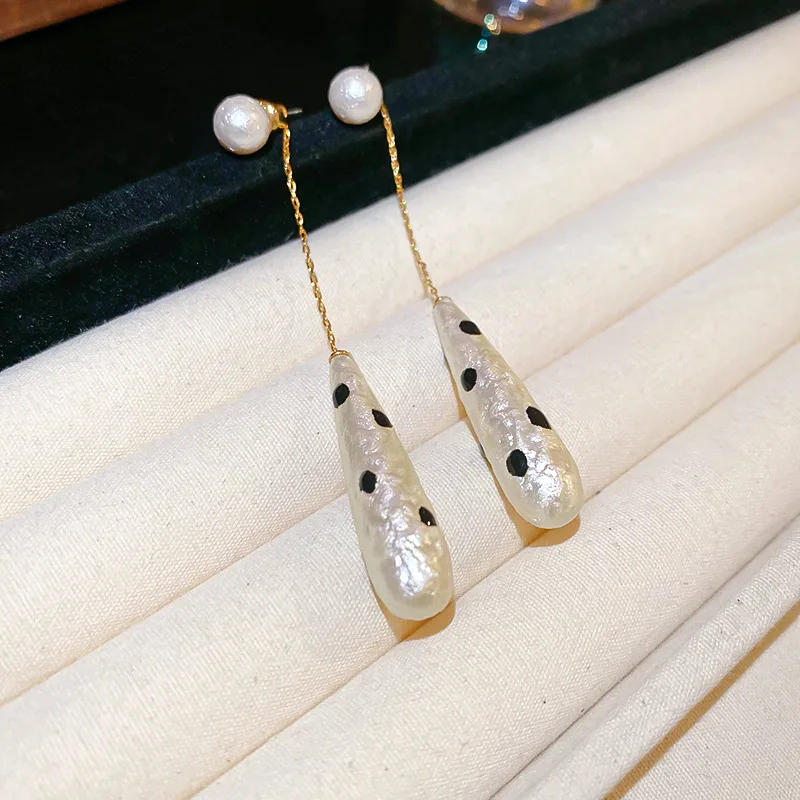 NISHIZAWA Polka Dot Marshmallow Water Drop Earrings Design Earrings Korean Cool Style Earrings for Women