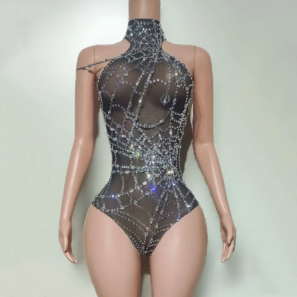 

Взрослый Хэллоуин Фестивальная Одежда Черный Паук Ролевые Игры Косплей Костюм Сетка Женщины Стразы Боди Сценическая Одежда