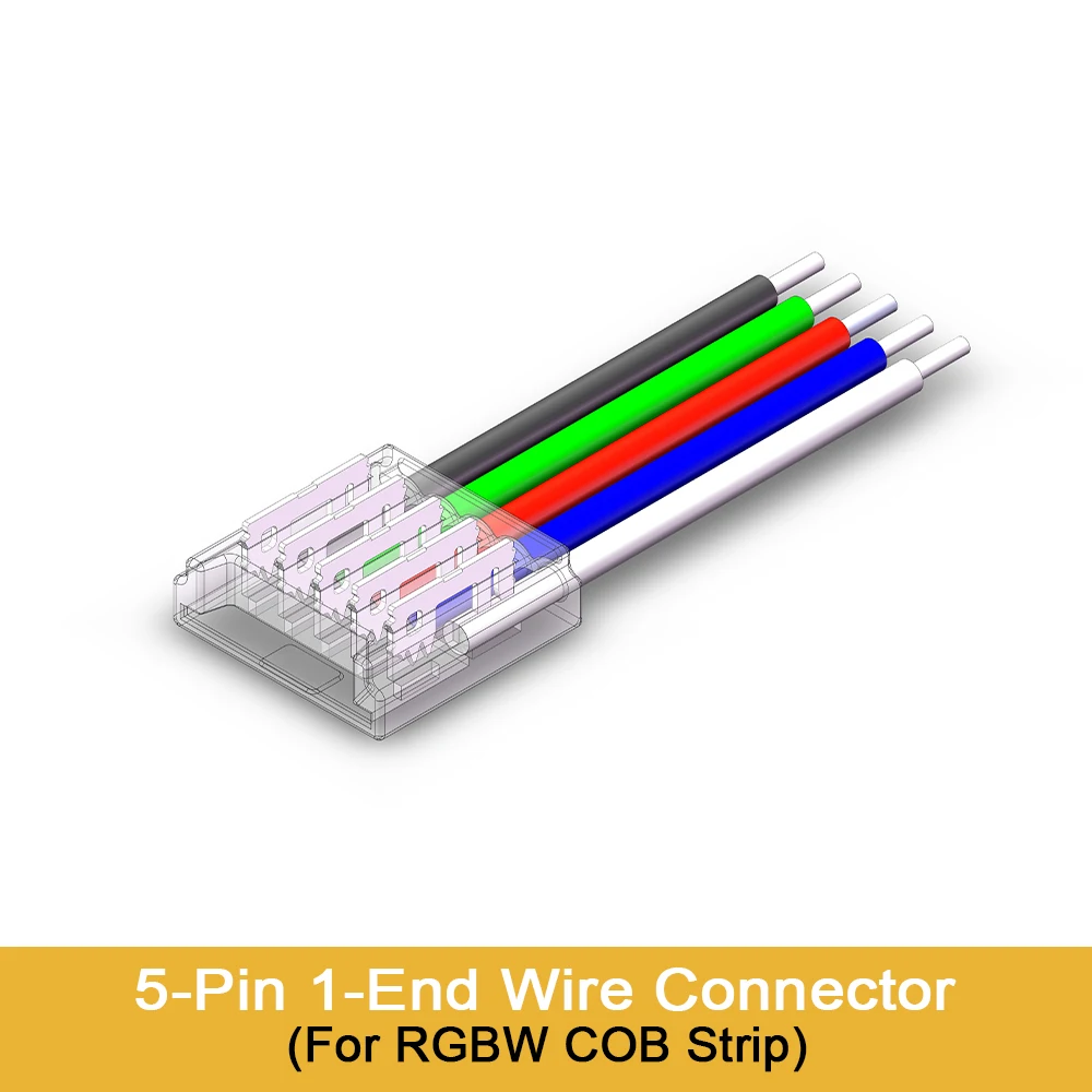 RGBW RGBCW RGBWW RGBCCT COB LED Strip Fast Connector 5pin 6pin Tape LED 12mm Width Fast Connector Solderless L Corner Joint