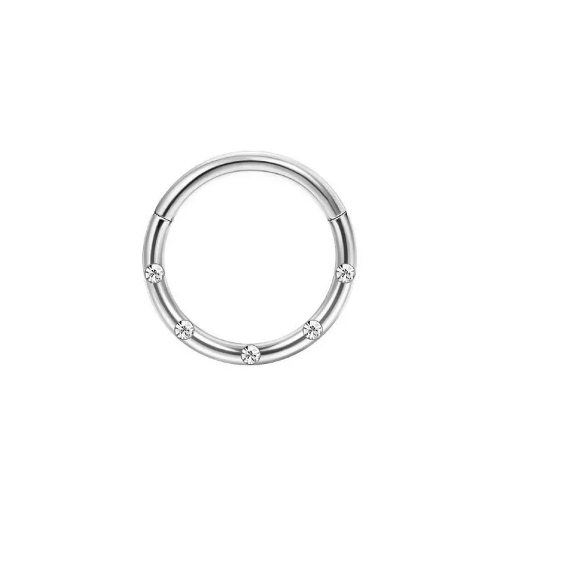 1 stks CZ scharnierende neusringen, roestvrij staal septum clicker septum ring neus hoepel kraakbeen helix tragus oorbel piercing sieraden