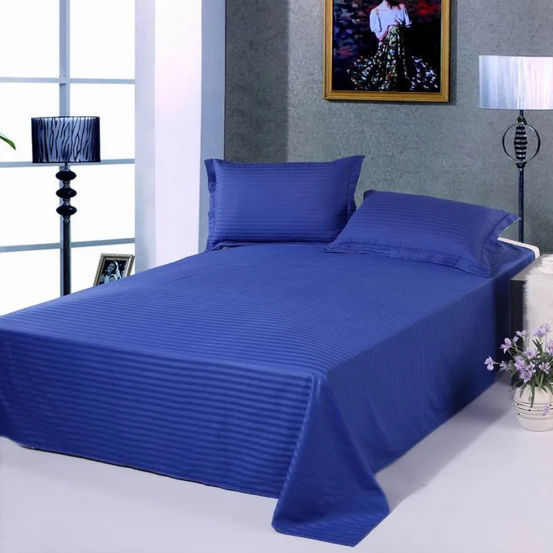 

1 Pc Thick 100% Cotton Flat Sheet Solid Color High Quality Stripe Bed Sheet Various Sizes Can Be Customized