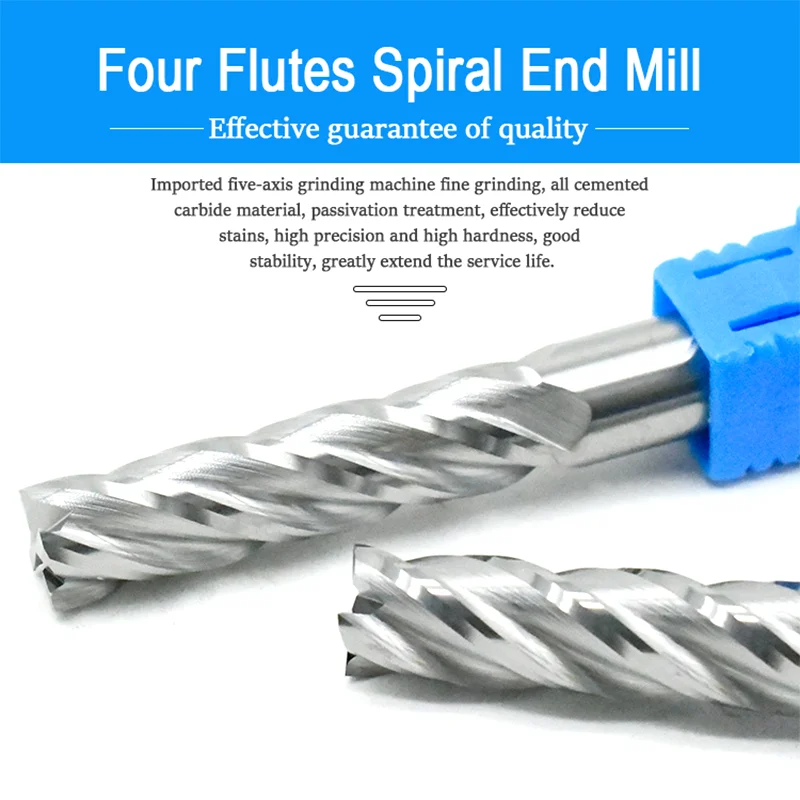 1 PC End Mill 4 ขลุ่ยเครื่องตัดเกลียว 6 มม.8 มม.ทังสเตนคาร์ไบด์เครื่องกัดเครื่องมือสําหรับตัดไม้ MDF 4F Endmills พร้อมชิปขนาดใหญ่ Remover
