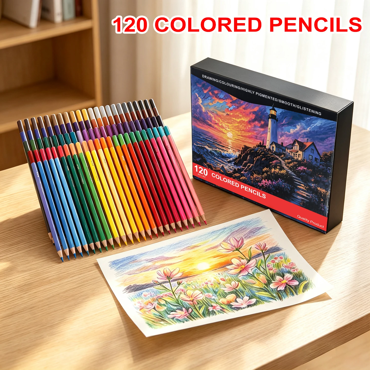 24/36/48/50/72/120 Colored Pencils Set,Soft Core Vibrant for  Shading Coloring Layering Blending,Ideal Art Supplies for Adults