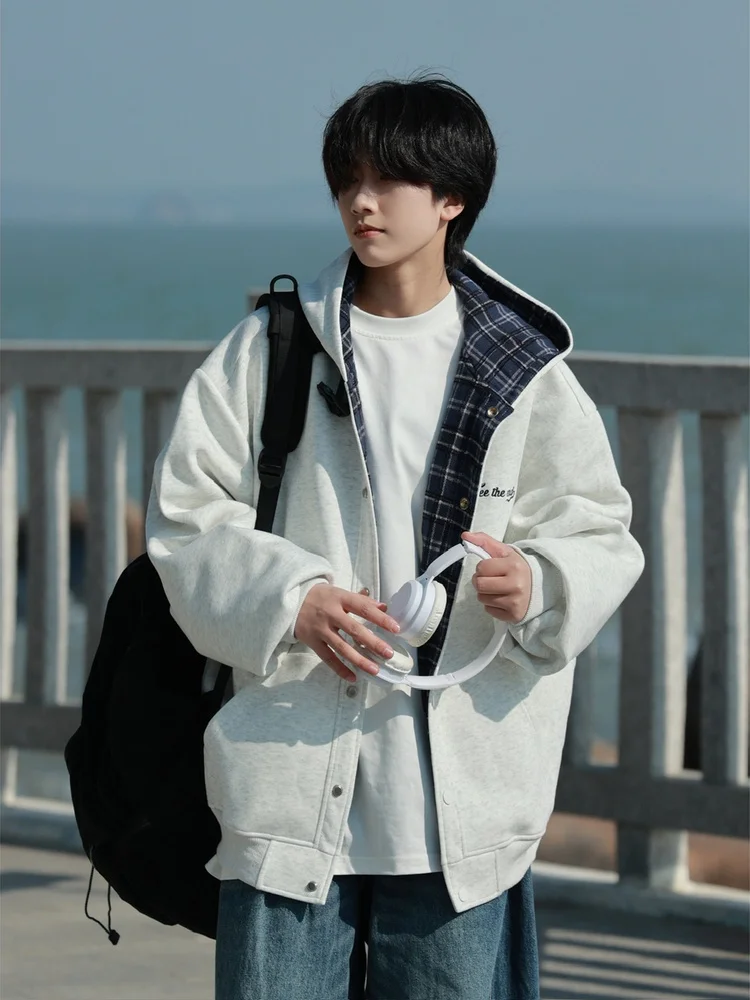 

ex Loose Fit Hoodie Jaet Color Blo Design Casual Vintage Sle Spring Autumn Heavyweight Open Cardigan Coat for Men A...