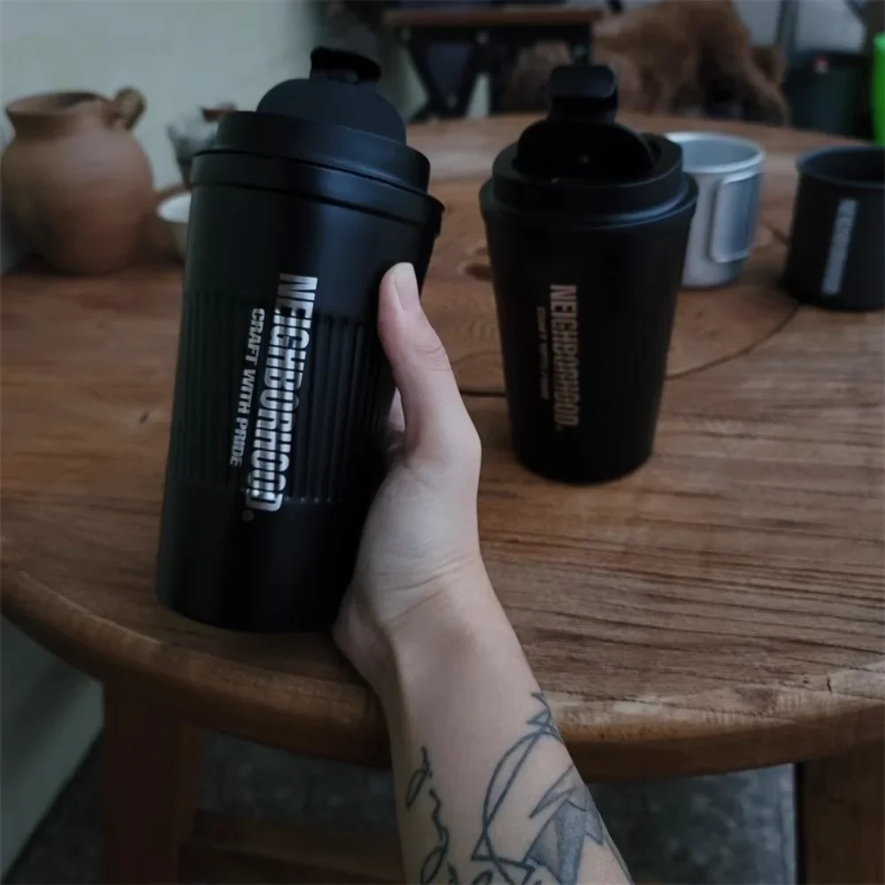 Nbhd matte matte black camping style thermos cup winter handy cup simple coffee niche stainless steel cup