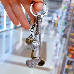Metal Bronze Sliver Badminton Golf Keychain Car Key chain Jewelry Key ring Holder Ring Car Bag Pendant Charm Keyring Wholesale