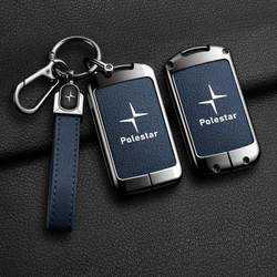 Leather Car Smart Key Fob Case Cover Protector Shell For Volvo Polestar 2 Polestar 3 2023 2024 Auto Key Protection Accessories