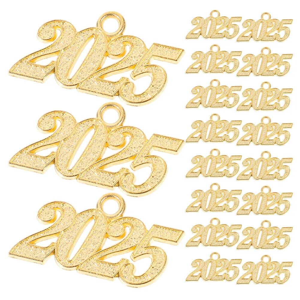 

50Pcs Graduation Year 2025 Number Charms DIY Jewelry Making Tassel Charms Bracelets Necklaces Earrings Cap Accessories