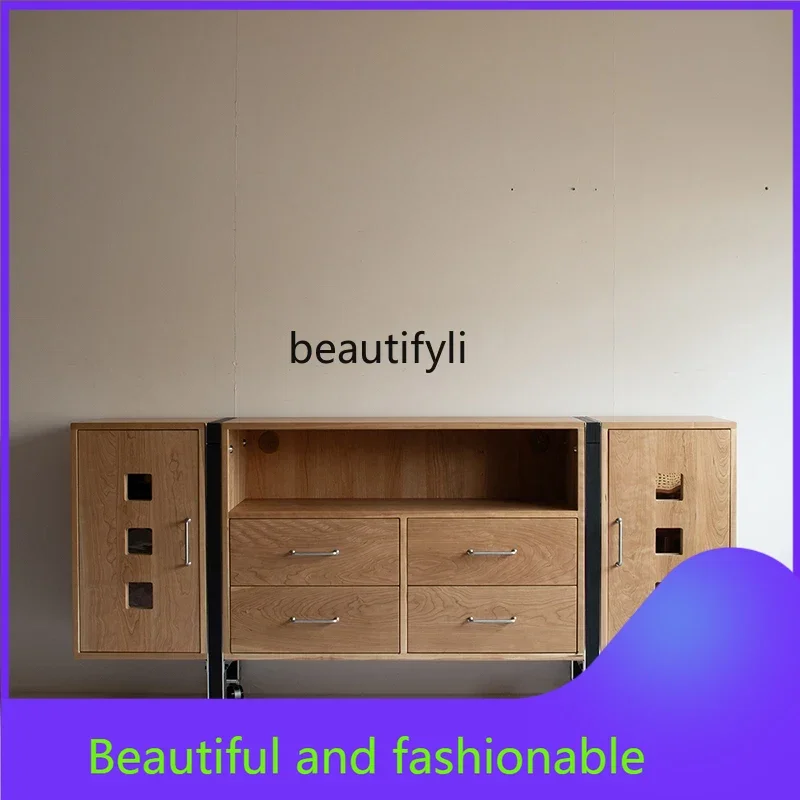 Nordic medieval style entrance cabinet, living room decoration cabinet, storage side cabinet