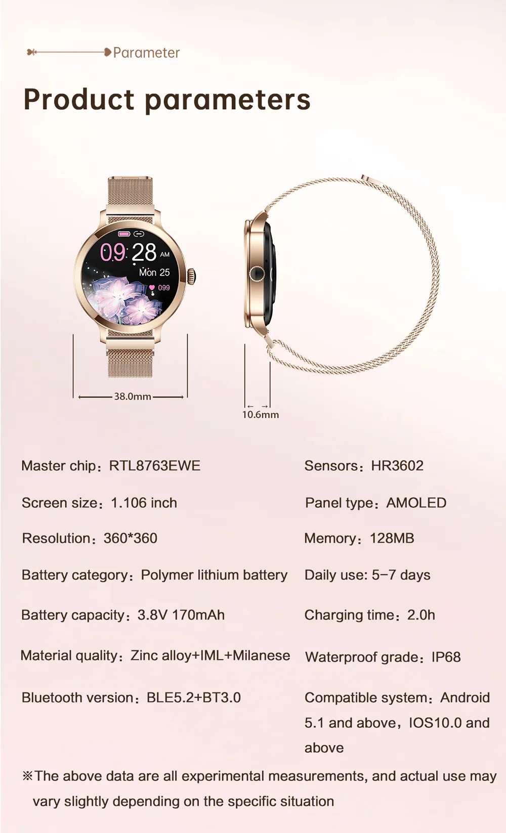 SV05 Fashion Smartwatch 1,16 cala HD duży okrągły ekran BT połączenie kobiety przypomnienie fizjologiczne monitorowanie zdrowia kobiety inteligentny zegarek