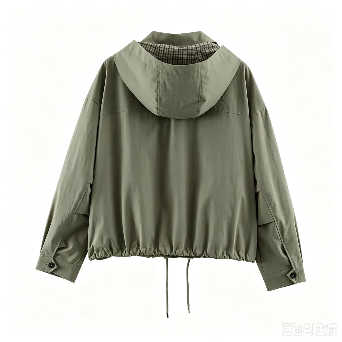 2026 Damen Stilvoller Mantel mit Karo-Futter, Herbstjacke mit abnehmbarer Kapuze, Revers, lockerer Passform, Reißverschluss, Kordelzug am Saum, lässige Streetwear-Oberbekleidung – Detail 8