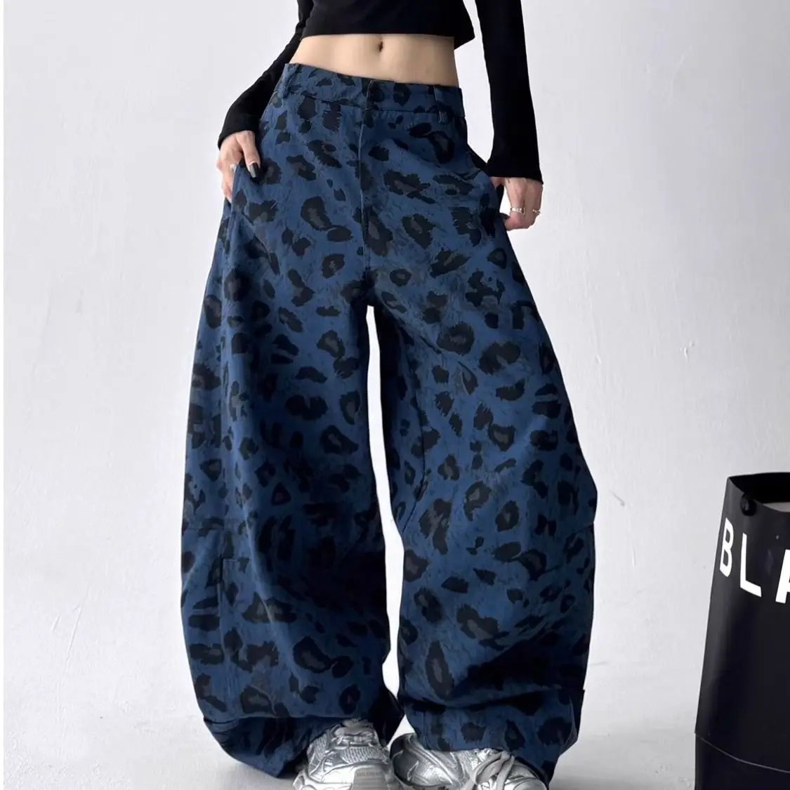 2026 New Autumn Camouflage Straight Loose Wide-leg Pants High Street Casual Jeans