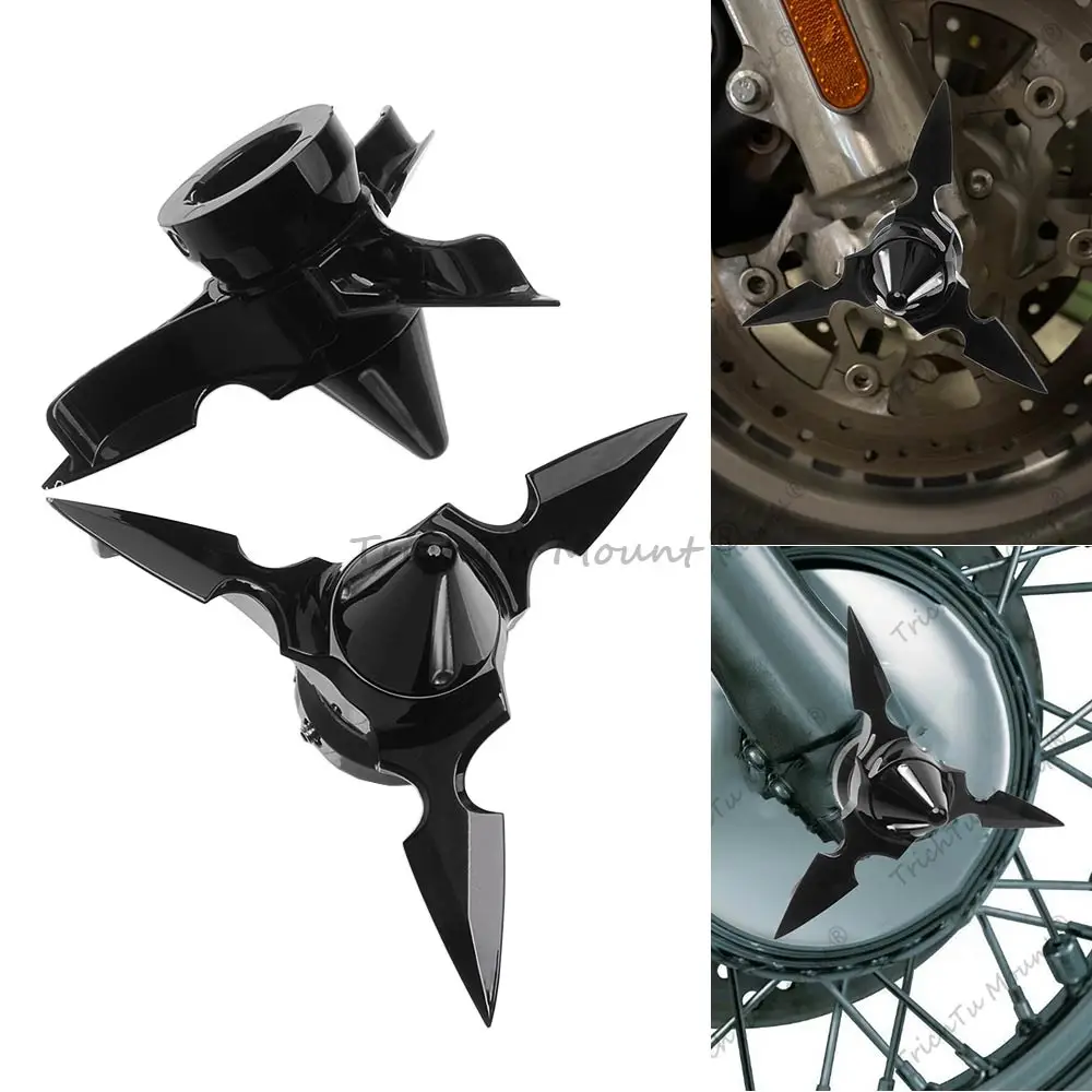 Pair Motorcycle Front Axle Nut Cover Caps Compatible For Harley Dyna Softail Touring Sportster Street VRSC 1984-2025