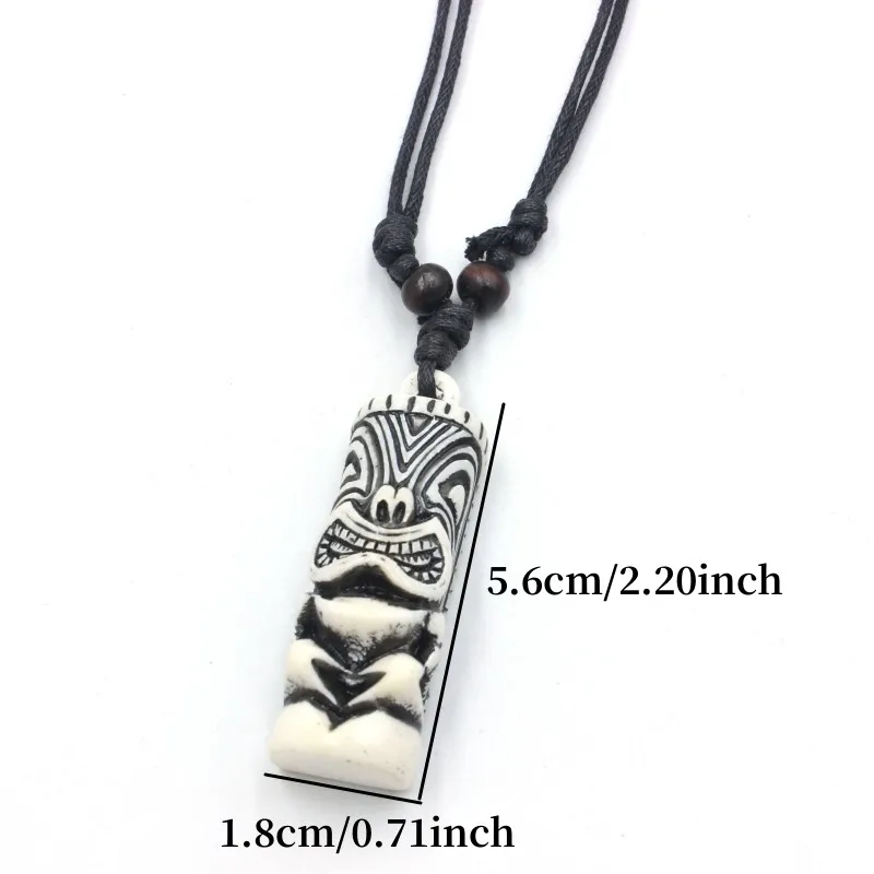 12pcs/Lot Hawaiian Tiki totem Necklaces for Men Women imitation Yak bone Carved NZ Maori Totem Pendant Necklaces Amulet Jewelry