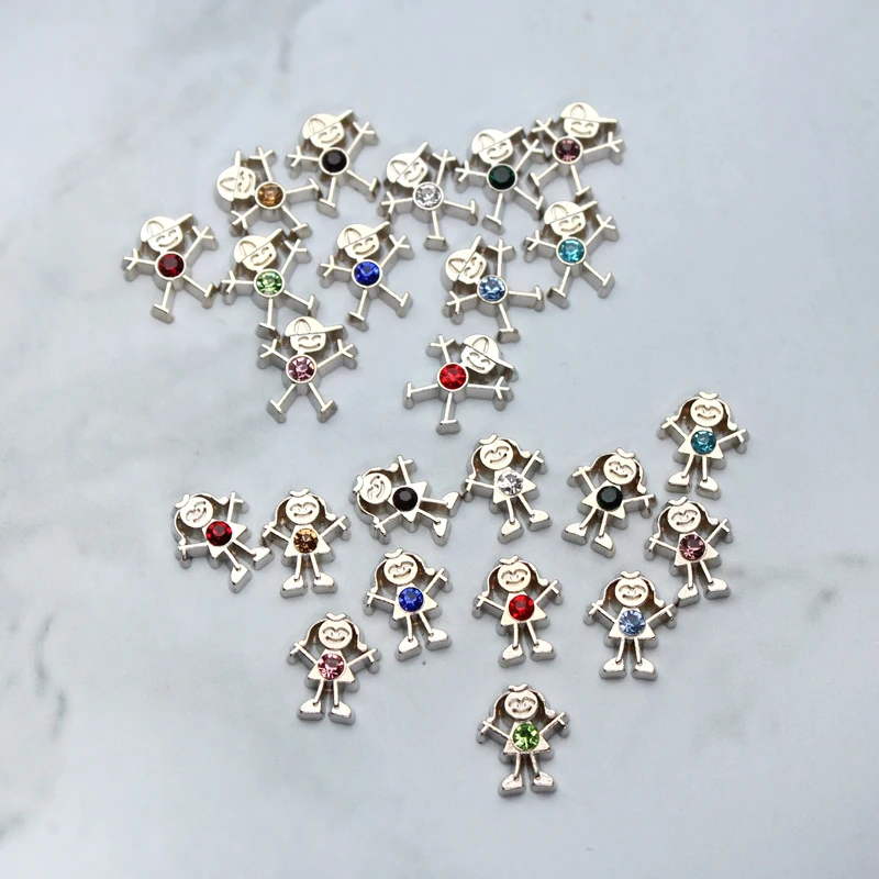 Birthstone Charms Boy Girl Floating Charms For Glass Living Memory Locket Women Jewelry Making DIY Accessories Gift 12Pcs/Lot