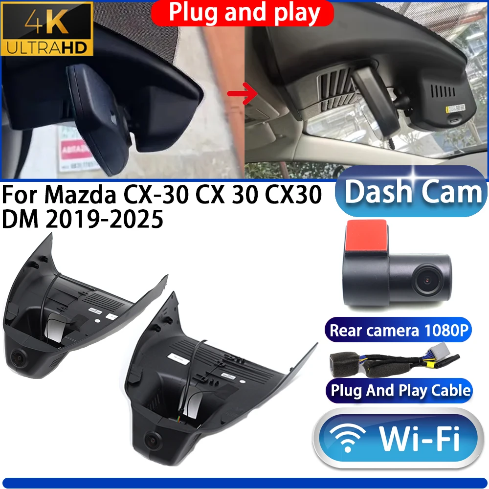 

HighCity For Mazda CX-30 CX 30 CX30 DM 2019-2025Dash Cam Camera DVR 4K UHD 2160P Night Vision Wifi Plug And Play Video Recorder