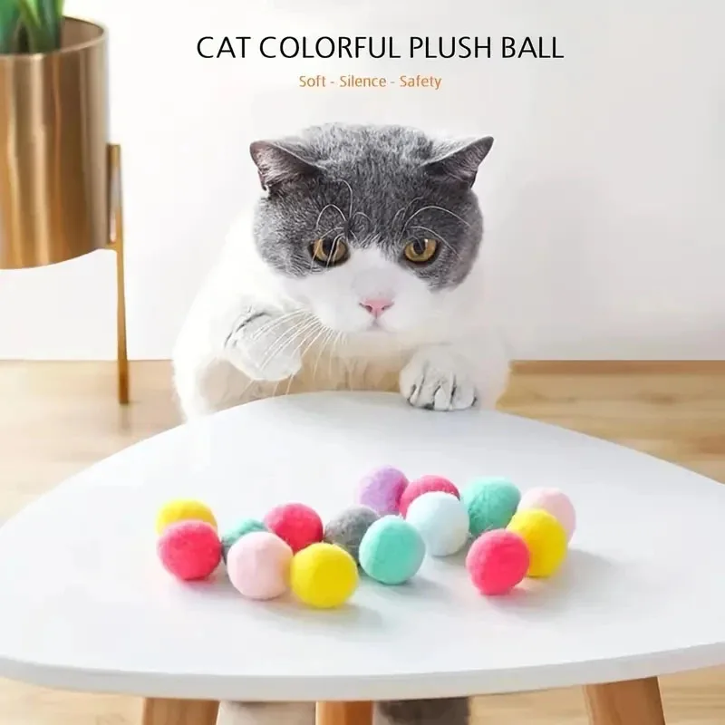 50/100 pcs Cute Funny Cat Toys Stretch Plush Ball Cat Toy Ball Creative Colorful Interactive Cat Pom Pom Cat Chew Toy