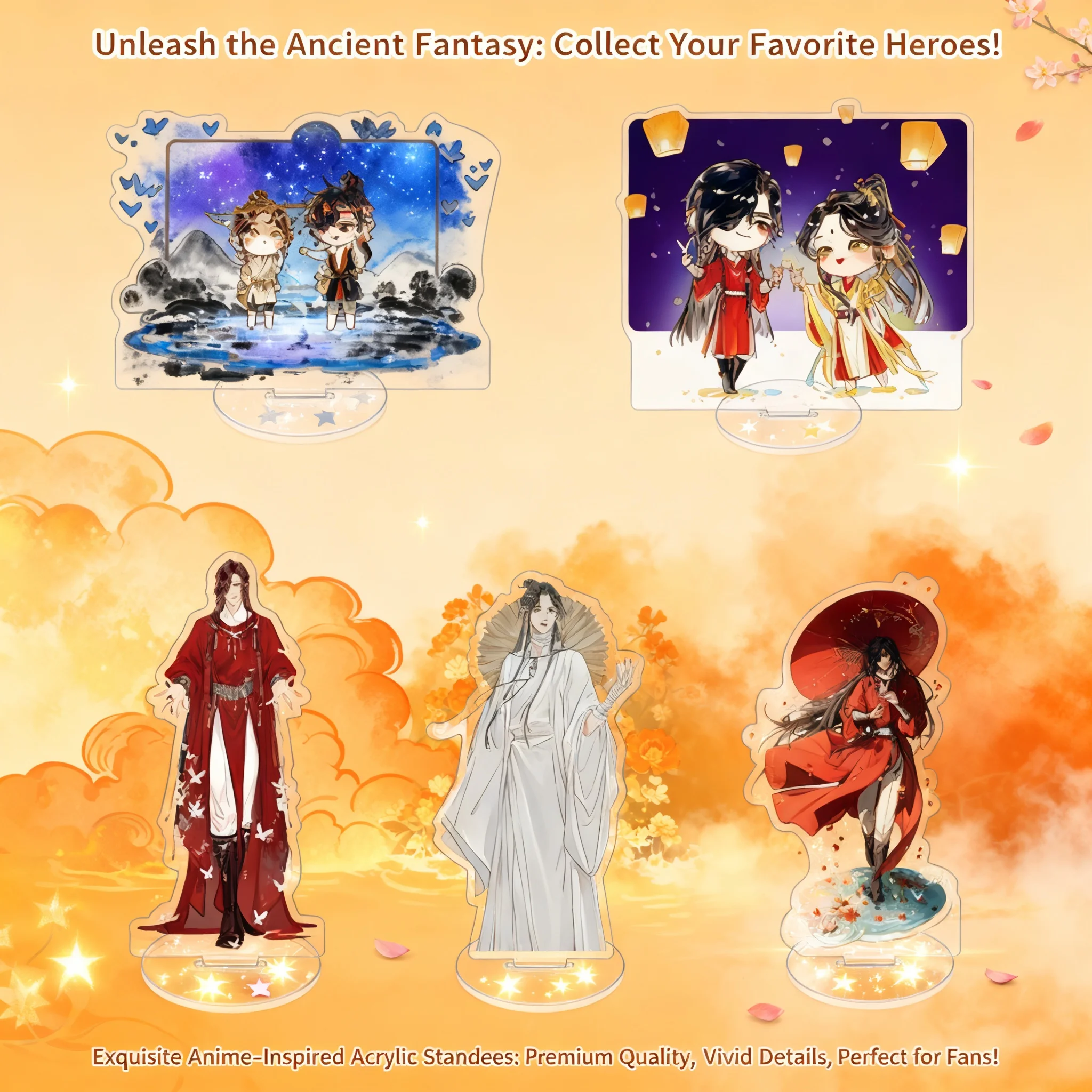 

Акриловая фигурка-стенд «Тянь Гуань Ци Фу» (Се Лянь, Хуа Чэн), аниме-мерч, 15 см, большая выставочная фигурка, оптовая продажа, дропшиппинг