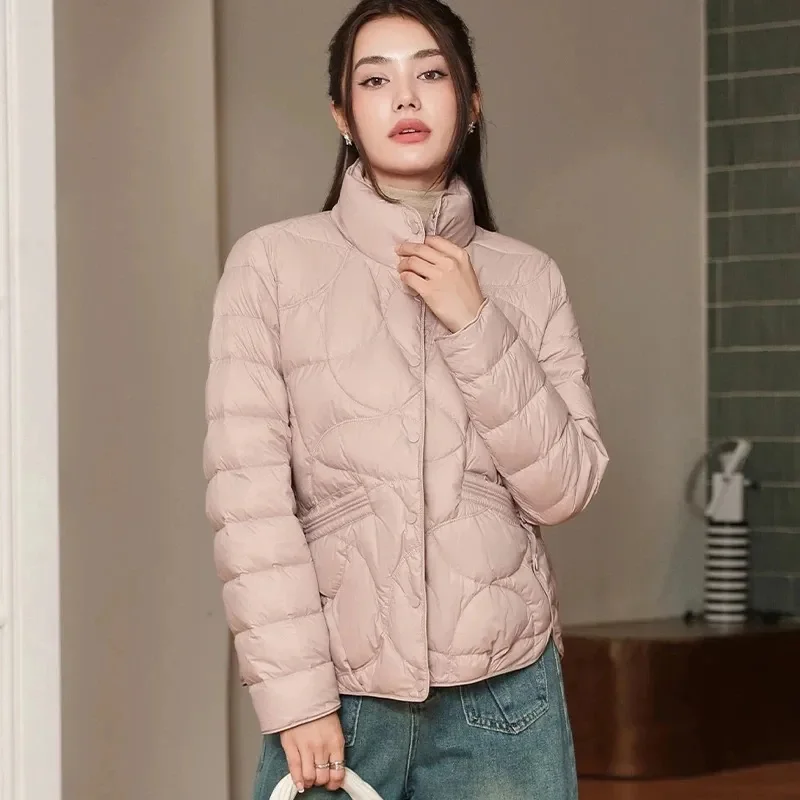 

Winter Women Light Thin Down Cotton Coat Korean Ladies High End Parkas Top Outwear 2025 Female Long Sleeved Cotton Padded Jacket