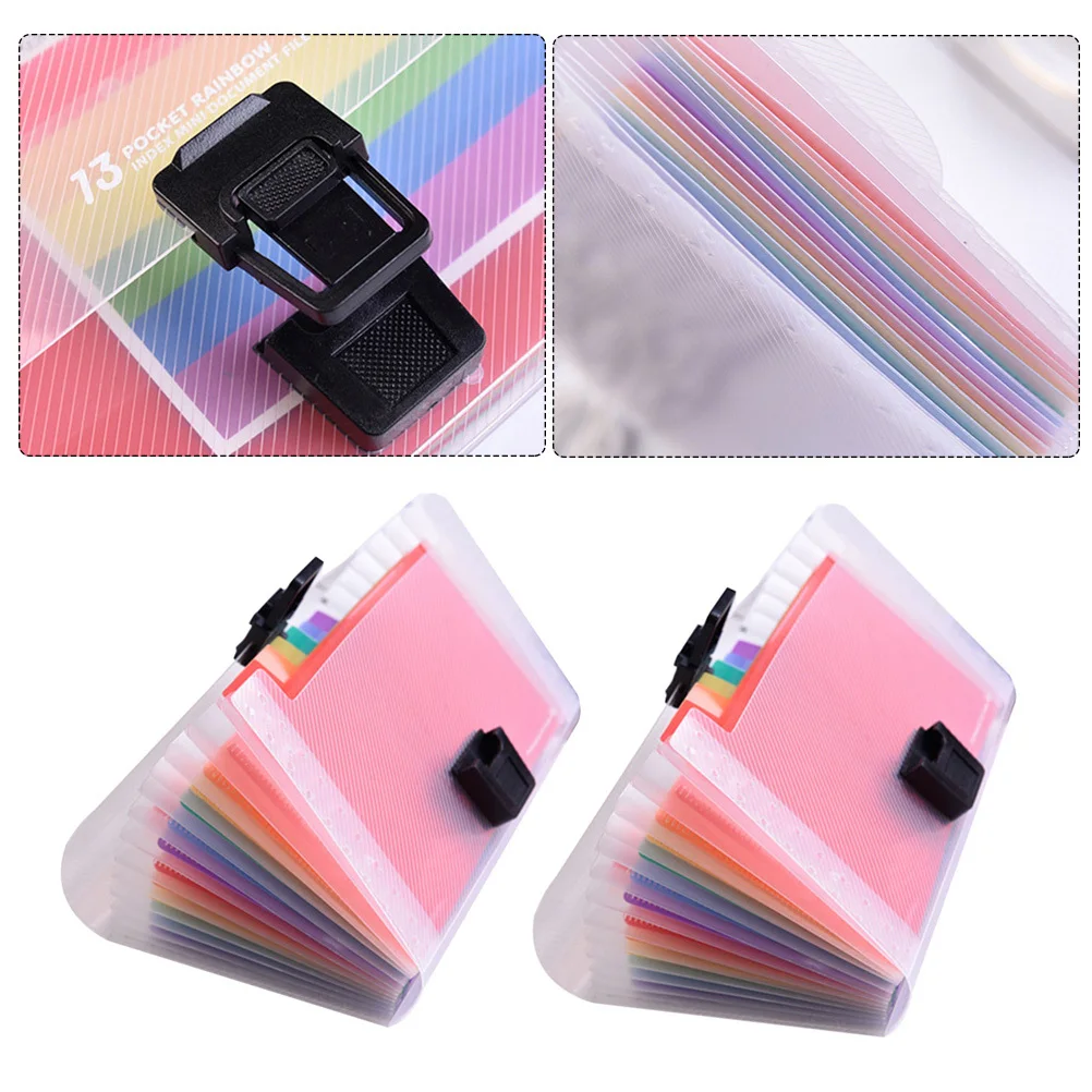 

2pcs 13 Pockets A6 Windproof File Organizer Bag Large Capacity Expandable Waterproof Plastic Document Storage Portable School