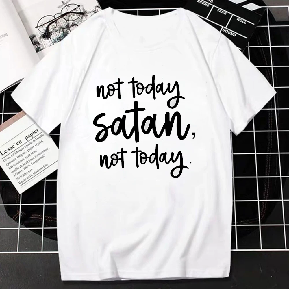 DANVOUY Women Not Today Satan O-Neck Graphic T-Shirt Casual Tops Tees New Style Fashion Letters Print Funny High Quality Cotton