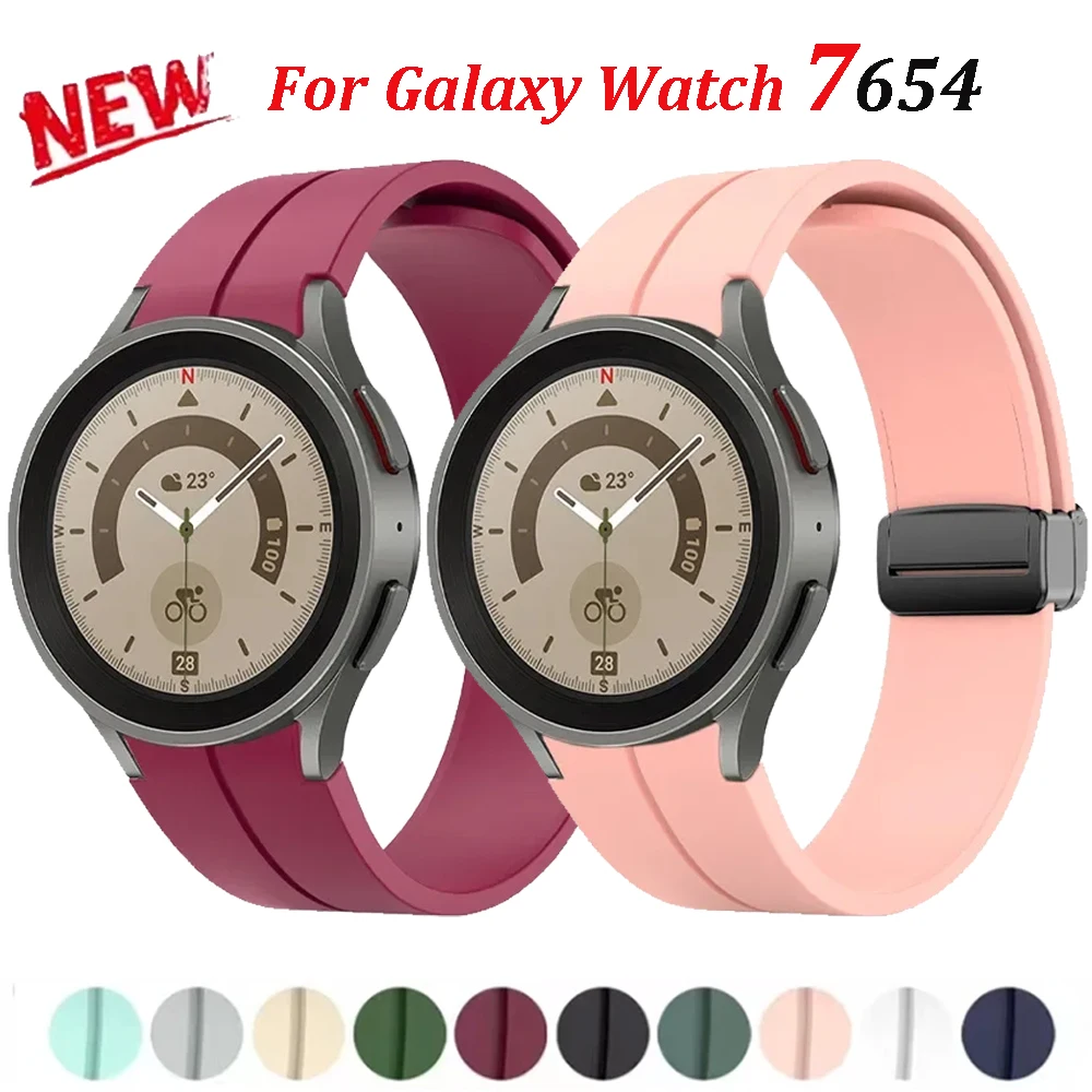 Original No Gap Silikonarmband für Samsung Galaxy Watch 7/6/5/4 40/44 mm Magnetverschluss Armbanduhr 6 4 Classic 47/46 mm Correa