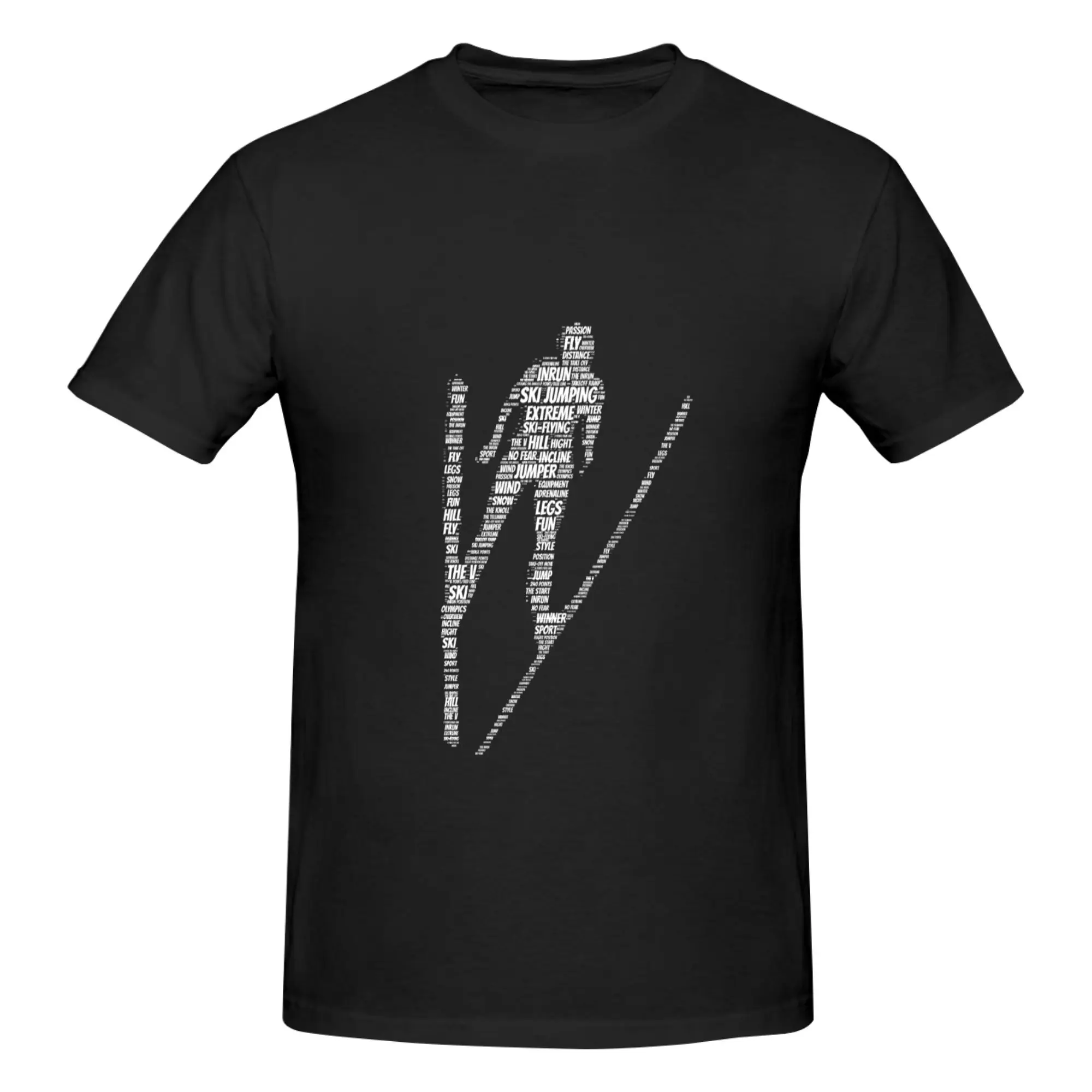 Funny Ski Jumping Words  Men's Printed T-Shirt Unisex T shirtAnime Manga
