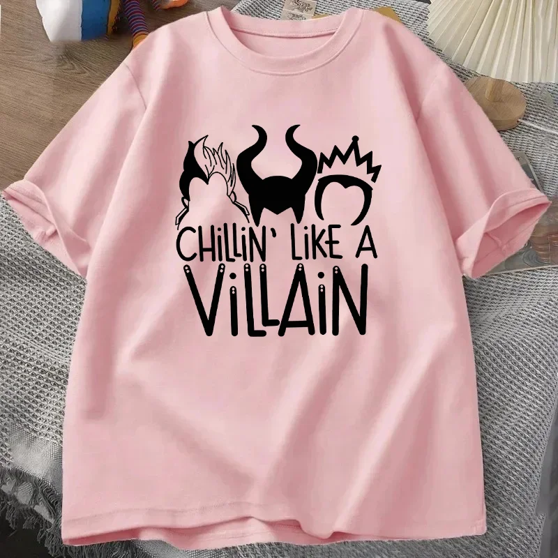 CHILLIN' LIKE A VILLAIN T-Shirt Summe Women's Tracksuit Short Sleeve Pullover Breathable Sportswear Harajuku Fashion Streetwear