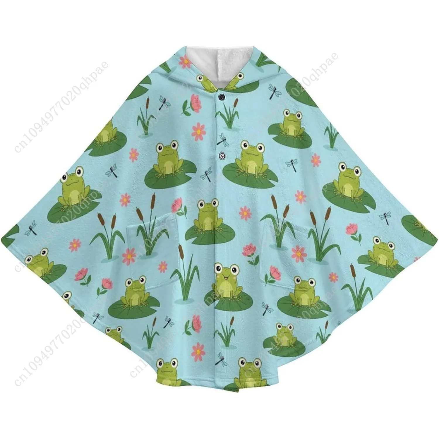 سترة بطانية مريحة من الفلانيل، سترة بغطاء للرأس كبيرة الحجم مع جيوب للأطفال والمراهقين #4