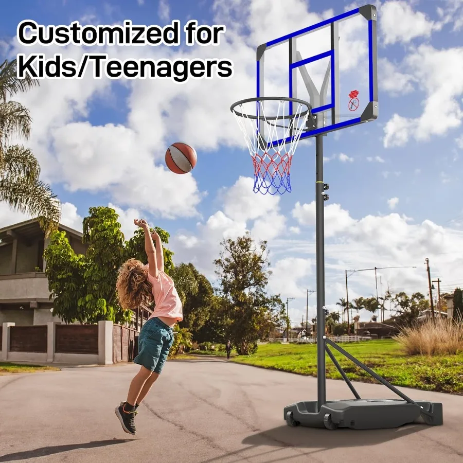 バスケットボールフープ 屋外用 4.828.53フィート 調節可能 ポータブル バスケットゴール ティーンエイジャー、青少年向け 裏庭、私道、屋内用