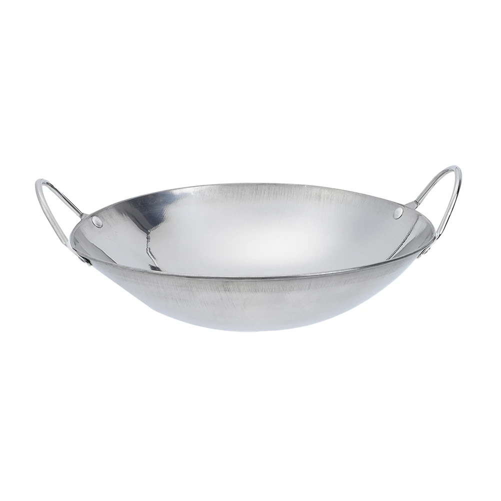 

Stainless Steel Small Pot Durable Spill Proof Compact Single Serve Cooking Tool Metal Fry Pan Double Handle Wok Hot Pot Camping