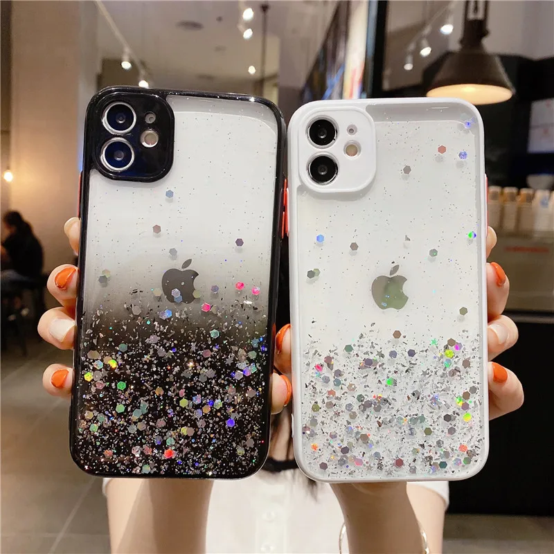 

Gradient Glitter Sequin Clear Phone Case For iPhone 14 13 12 Mini 11 Pro XS Max XR X 8 7 Plus SE 2022 2020 Soft TPU Cover