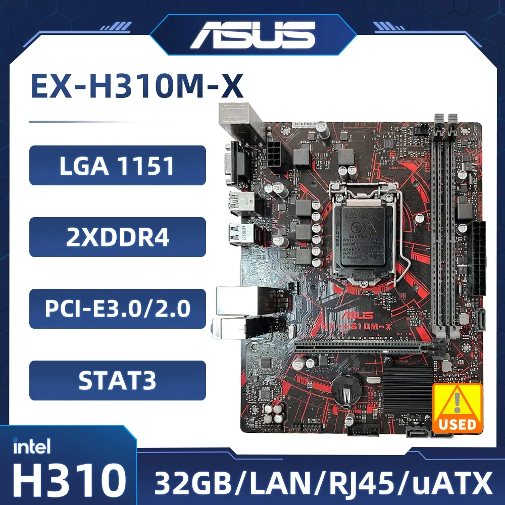 

intel H310 Motherboard ASUS EX-H310M-X Motherboard LGA 1151 DDR4 support i3-9100F 8400 8600 9400F I9-9900 8100 cpu Micro ATX