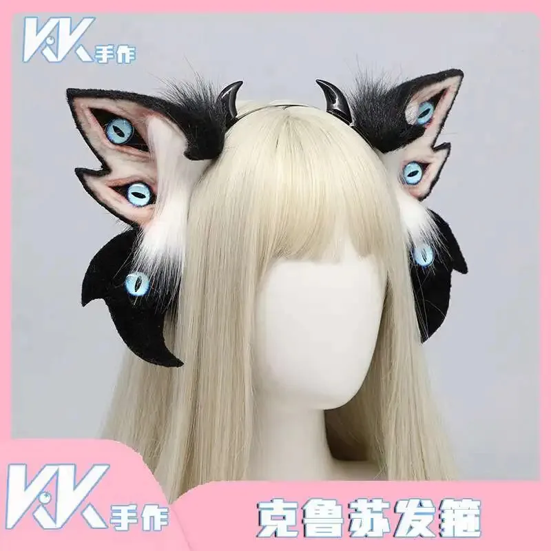 Dy20new chegada halloween diabo orelhas cocar comic-con traje simulação olhos animais orelhas de pelúcia hairband preto acessórios de cabelo