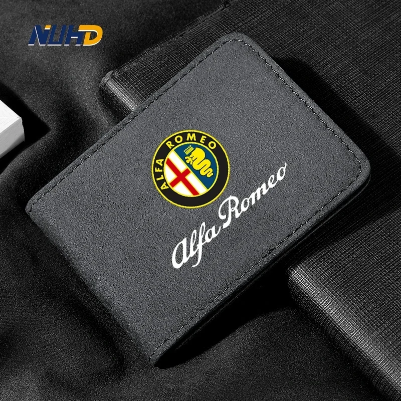 Suede Car Driving License Bag Card Credit Holder Purse Wallet Case Cover For Alfa Romeo Giulia Giulietta Stelvio 147 156 159 166