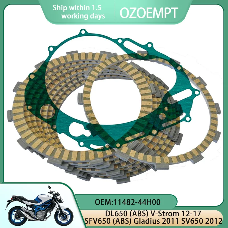 

OZOEMPT Motorcycle Clutch Disc Set and Cover Gasket Apply to DL650 (ABS) V-Strom 12-17 SFV650 (ABS) Gladius 2011 SV650 2012