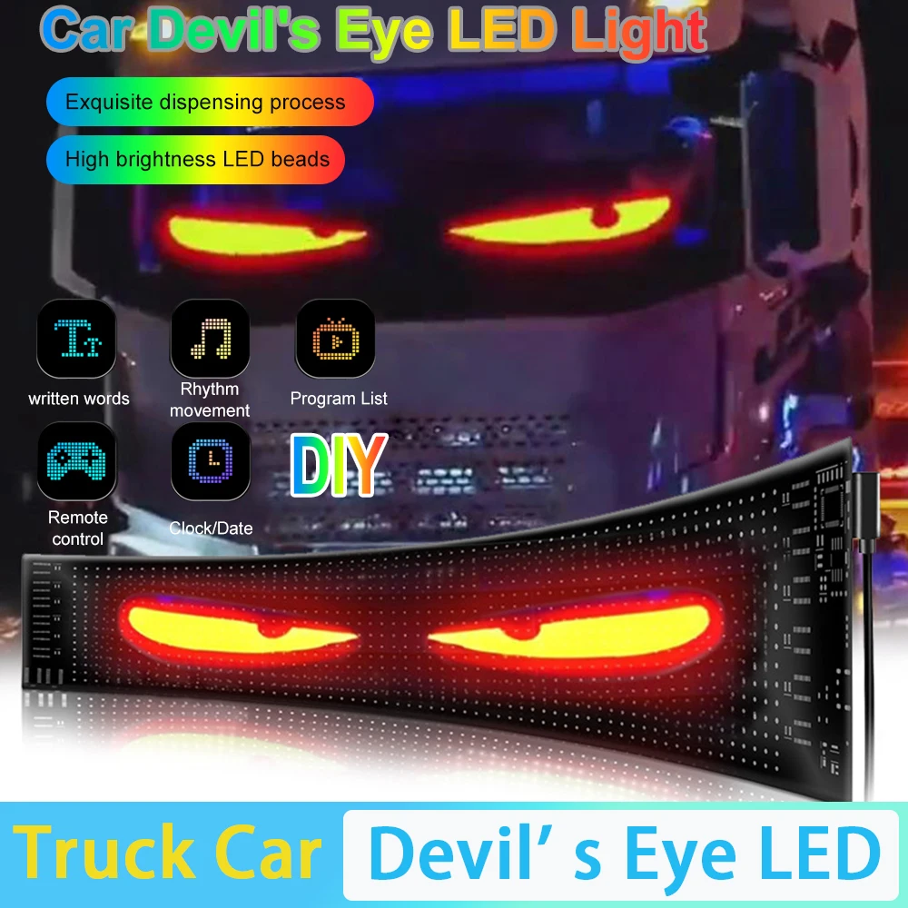 

Truck Devil Eye LED Matrix Pixel Panel Remote Control Soft Foldable Lighting Animation Display Light Windshield Decor Sign Board
