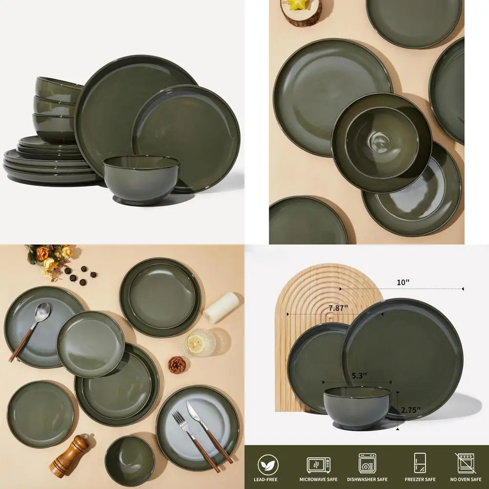 

santorini mist terracotta reactive glaze plates and bowls sets, stoneware dinnerware sets, microwave and dishwasher safe ceramic