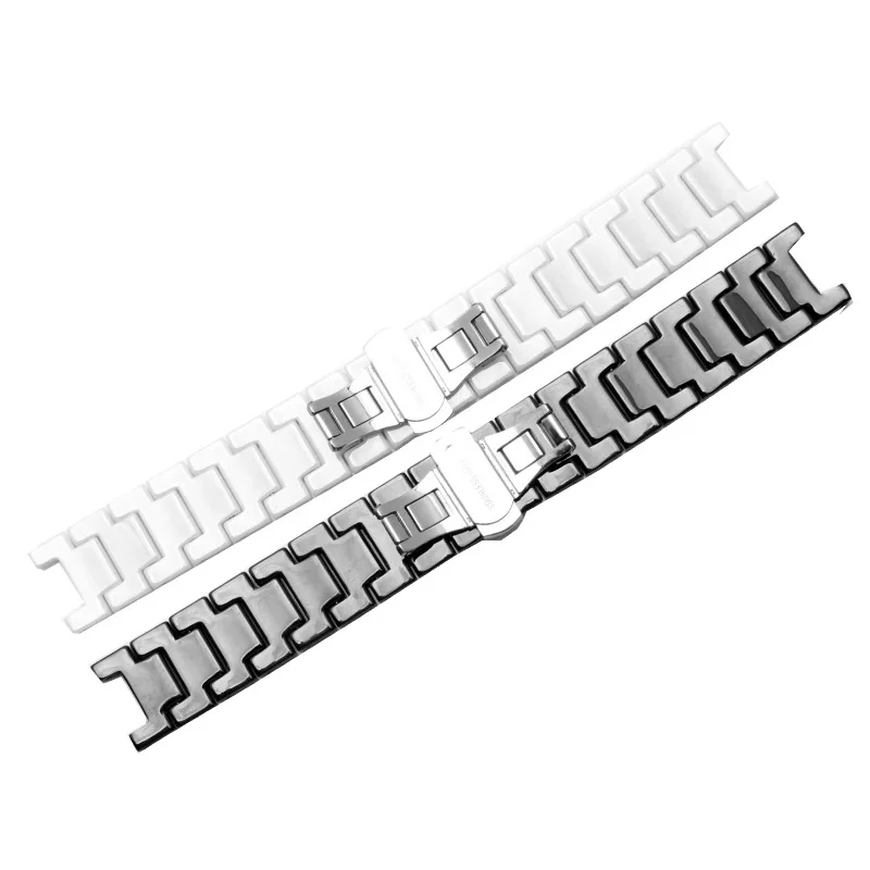 16*8mm 18*10mm 20*11mm Concave joint White Black ceramic watchband Men Women\'s watch strap for Omega Seiko Tissot Armani Citizen