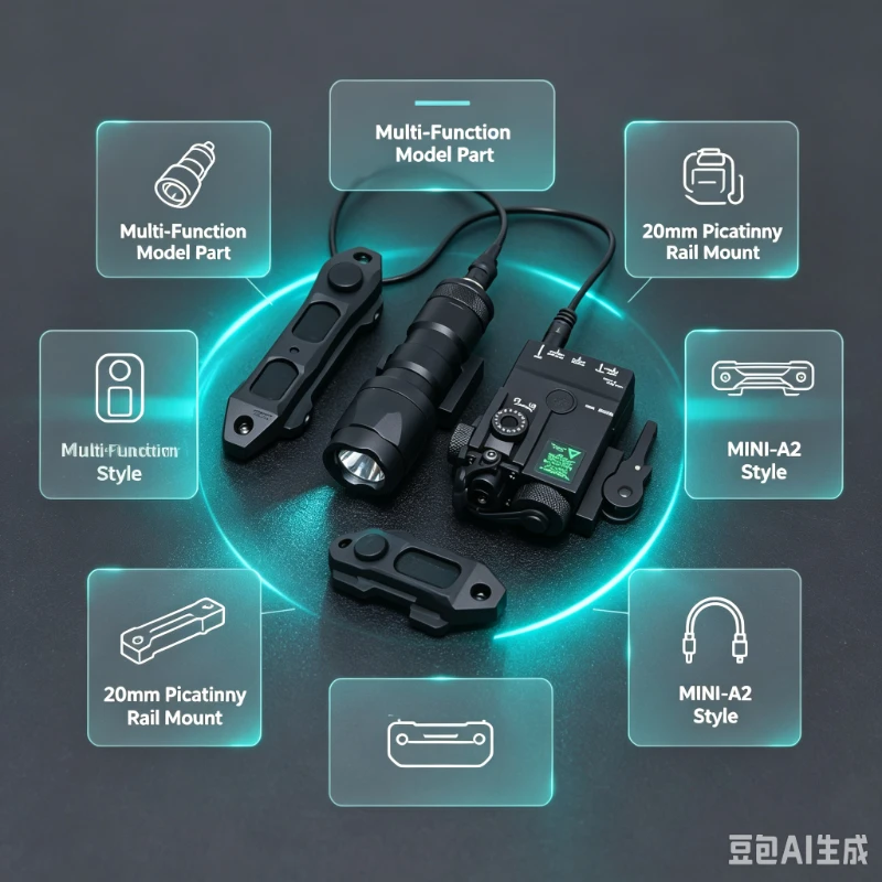 DIY Model Decor Light MINI‑A2 PEQ15 Red‑Green Beam Accessory 20mm Rail Mount For Outdoor Activity